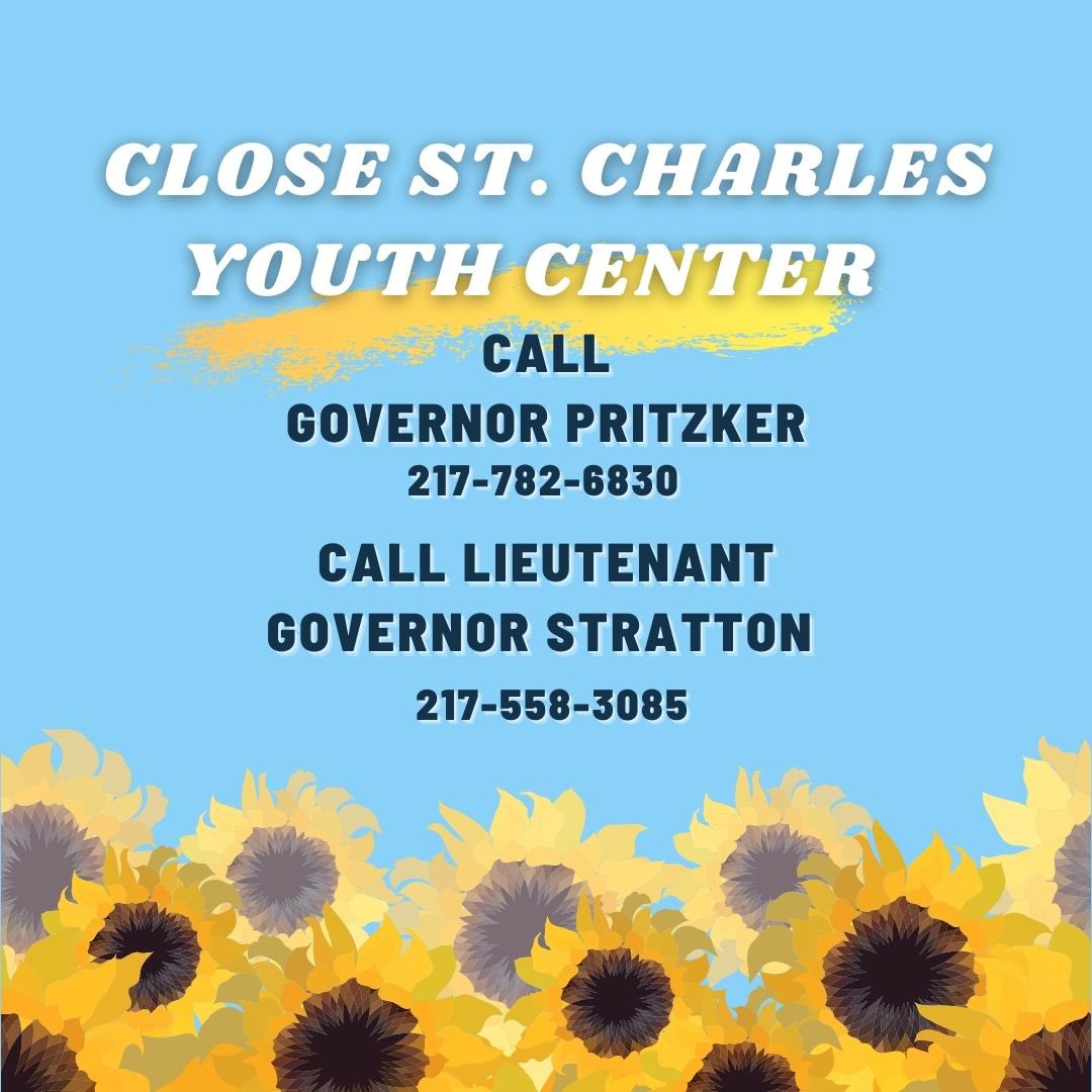 Final5Campaign's tweet photo. Call and email @GovPritzker and @LtGovStratton NOW to demand IYC-St. Charles closure. #LiveFromIYC #SetThemFreeJB https://t.co/EjTIevaK7m