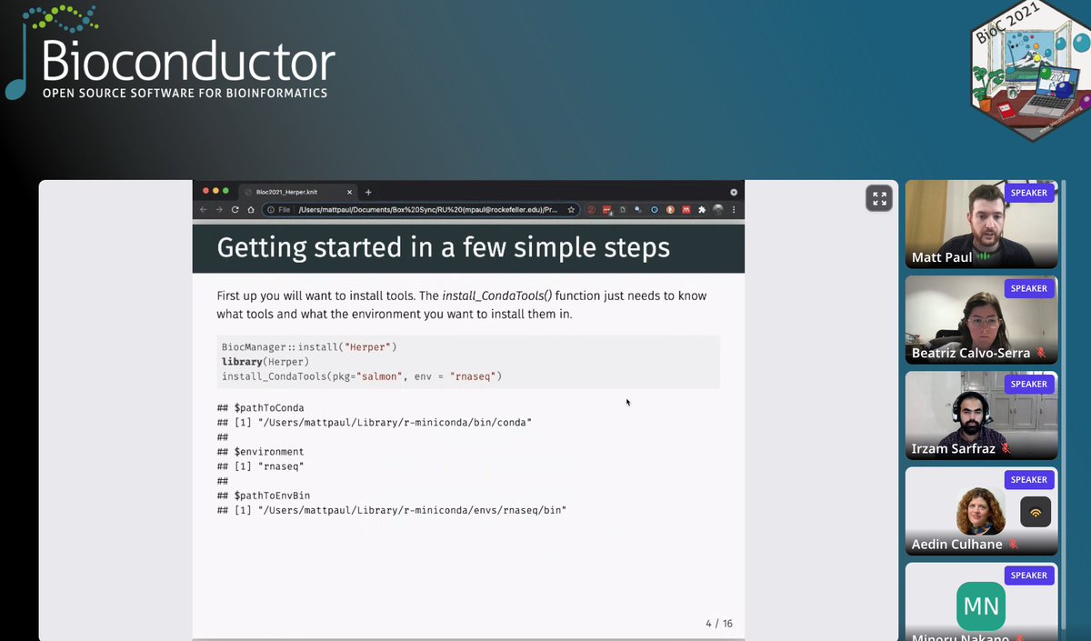 AedinCulhane's tweet photo. Very excited to see tools which makes python package easier.. the Bioconductor Packager Herper makes installing conda and python environments simpler. #Bioc2021.

Honored to be chair of the  Infrastructure and Programming Short Talk session https://t.co/FseshDnAo8