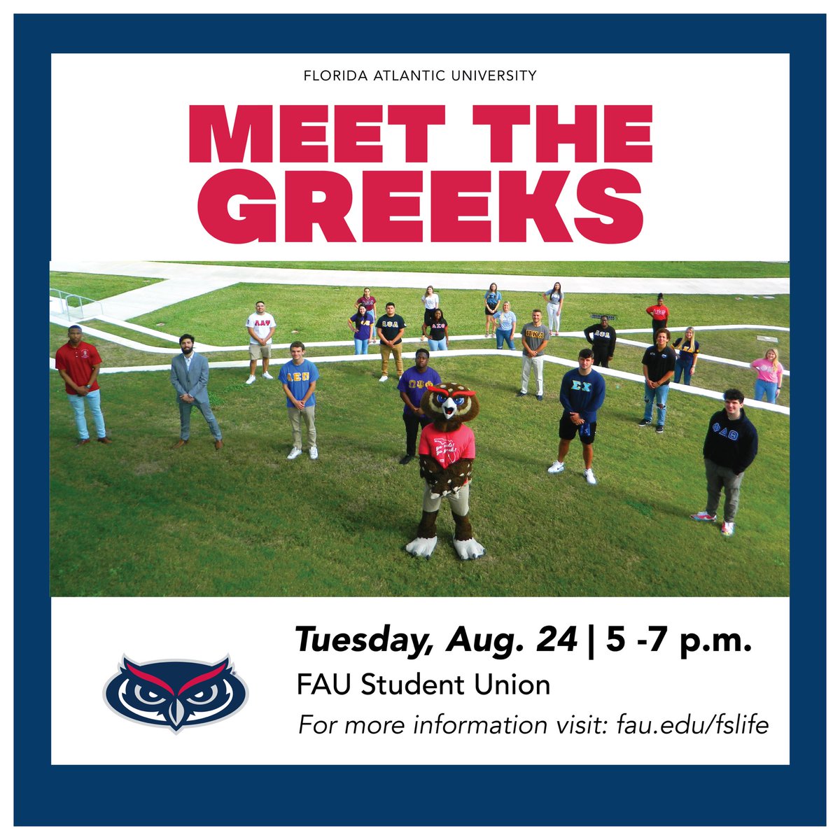 A bit under three weeks away from your next big opportunity to meet all of the Greeks on campus and start to find your future family here at FAU! 🤩 

Join us at our Meet The Greeks event on August 24th in the Student Union. We can’t wait to see you there!

#fau25 #faugreeks