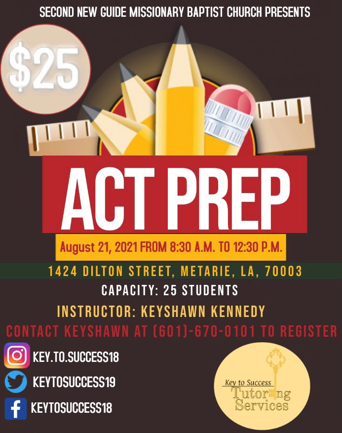 KeytoSuccess19's tweet photo. I will be hosting another ACT Workshop in Metairie, LA ! If interested, message me for more information ! Do not forget to retweet ! https://t.co/9NWSubZqXE