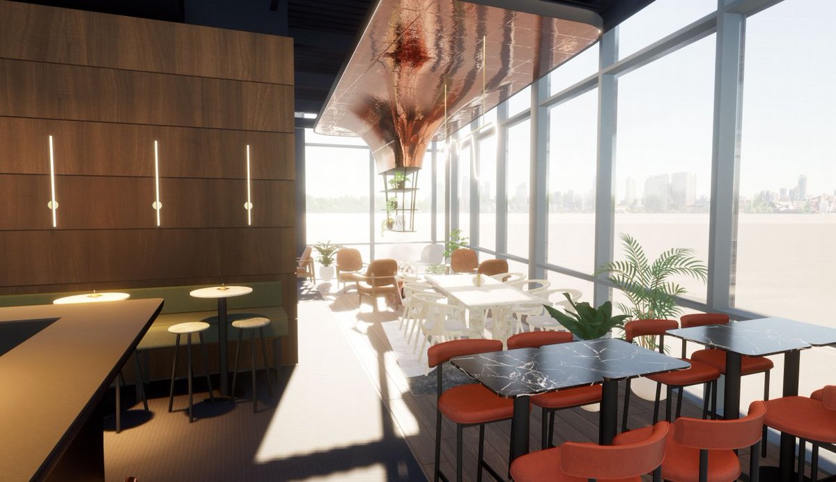 SEninemag's tweet photo. @marks_of_se8  Design images of SE9's Skybar with seating for 140, balcony terrace and 'working from home' facilities. the Skybar is having a £500,000 fit-out. Entrepreneurs Mark Godley and Arkin Zinnureyin, who run M'Arks bar and kitchen in Deptford, are behind the development. https://t.co/rwhc6bO6RI