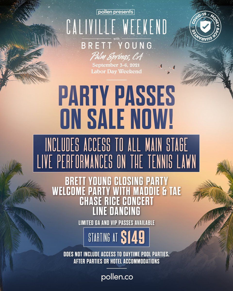 MaddieandTae's tweet photo. #Caliville is right around the corner and we can’t wait to see y’all in Palm Springs! Hotels are now sold out but a limited amount of party passes with access to all performances at the main stage were just released! https://t.co/IGl0jpfFy0 https://t.co/r0TeQWLEIP