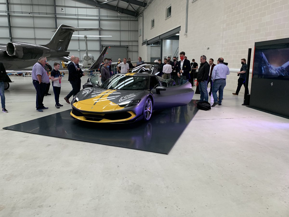 WoodgateAir's tweet photo. Say hello to the stunning @Ferrari 296 GTB which is having its Ireland launch in out spacious hangar. @CH_Specialist https://t.co/JsMRqc4s0L