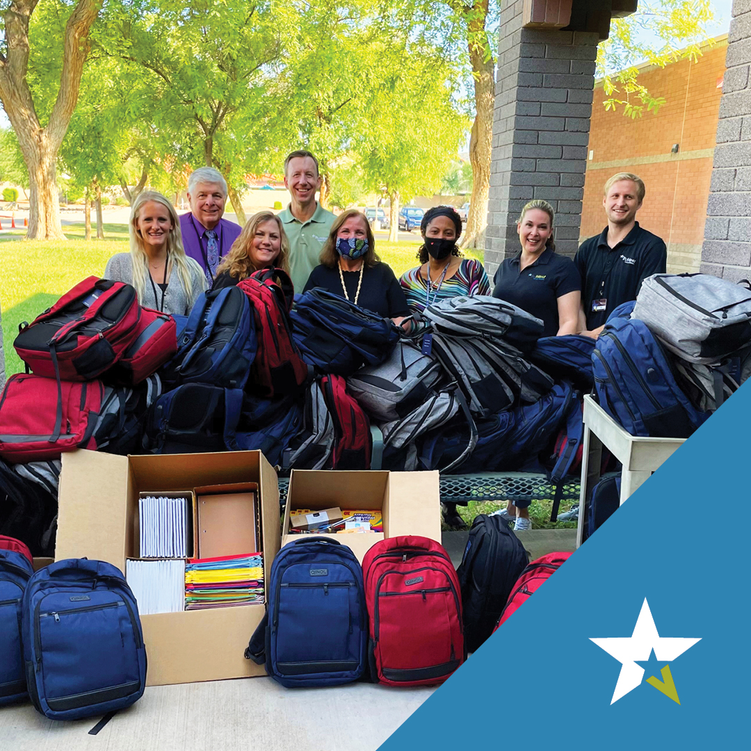 TruWestCU's tweet photo. Tuesday, we were beyond excited to drop by and deliver 75 backpacks, full of donations from our generous employees, to benefit incoming students from Kyrene de la Esperanza Elementary in Phoenix. #BacktoKyrene #GoSharks #TruWestCU https://t.co/OC8jRq3c0j