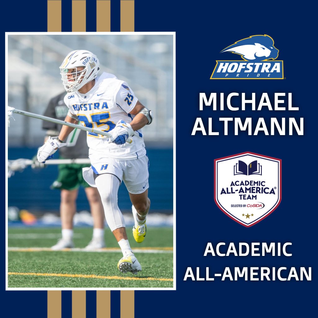Getting it done on the field and in the classroom 💪 Michael Altmann becomes the first student-athlete from <a href="/HofstraMLAX/">Hofstra Men's Lacrosse</a> to earn <a href="/CoSIDAnews/">College Sports Communicators</a> Academic All-American At-Large honors 👏

📰: tinyurl.com/yggs2lvg