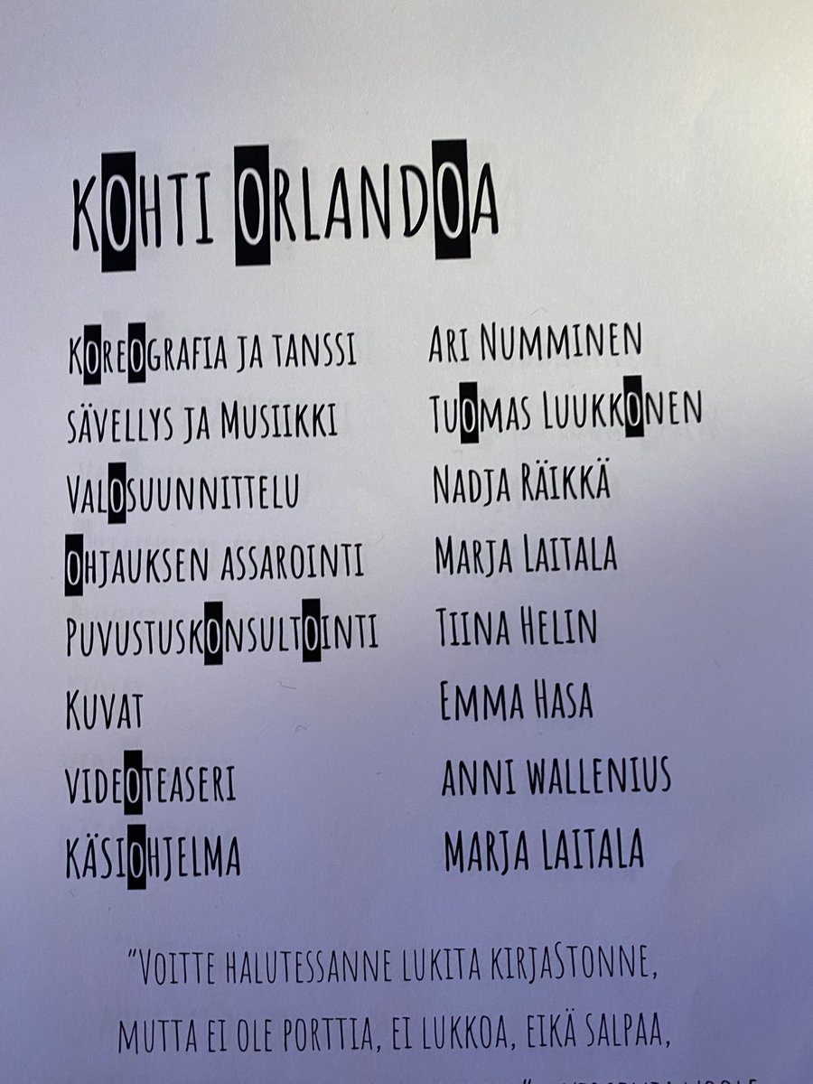 RosaMerilainen's tweet photo. Upea oli Kohti Orlandoa tanssiteos @koko_teatteri Kiitos jälleen kerran! https://t.co/UwZYeGgBDz