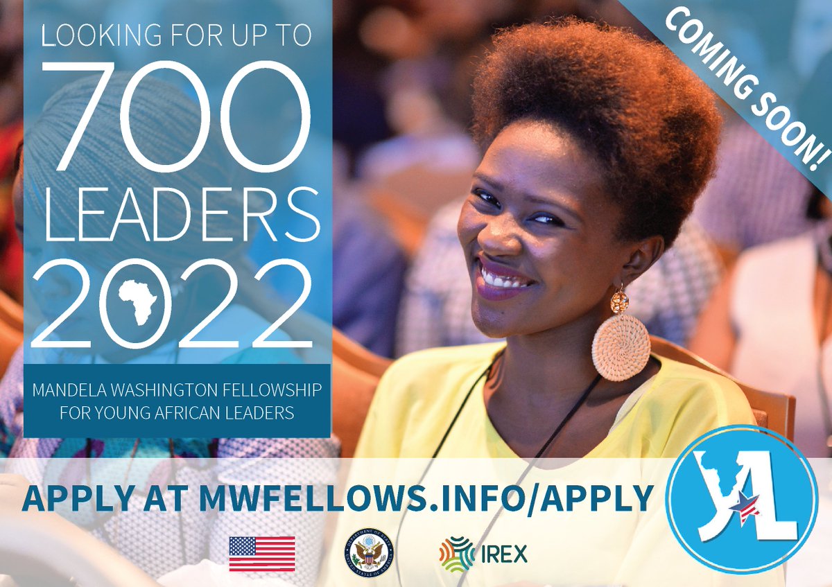 Attention! The #YALI2022 application will go live on Wed August 18! Young leaders may apply to one of 3 tracks: Business, Civic Engagement, or Public Management. View eligibility reqs and the application timeline: mwfellows.info/apply <a href="/ECAatState/">Educational & Cultural Affairs—U.S. Dept. of State</a> <a href="/YALINetwork/">YALI Network</a>