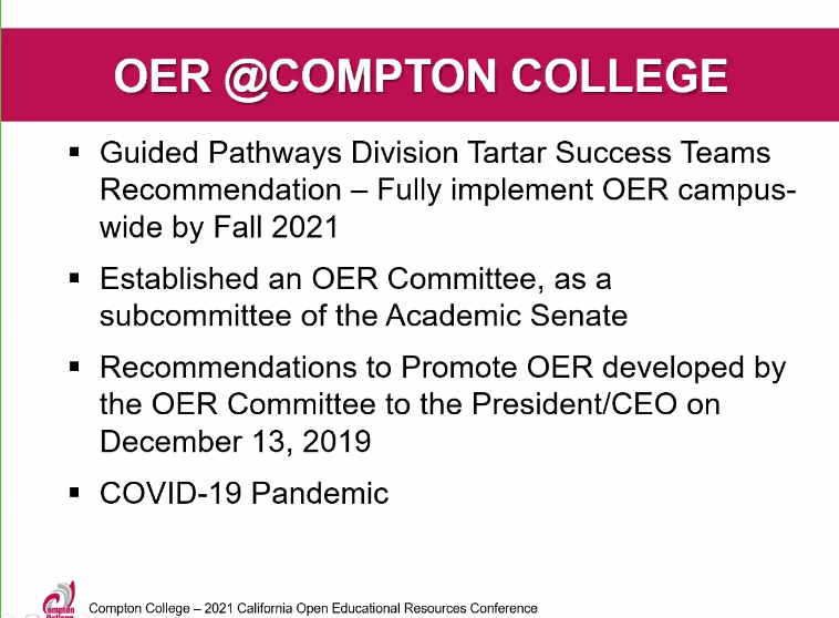 cal_oer's tweet photo. #OER at Compton College:
#CalOER2021 #OpenEd https://t.co/UVmPqEz4J1