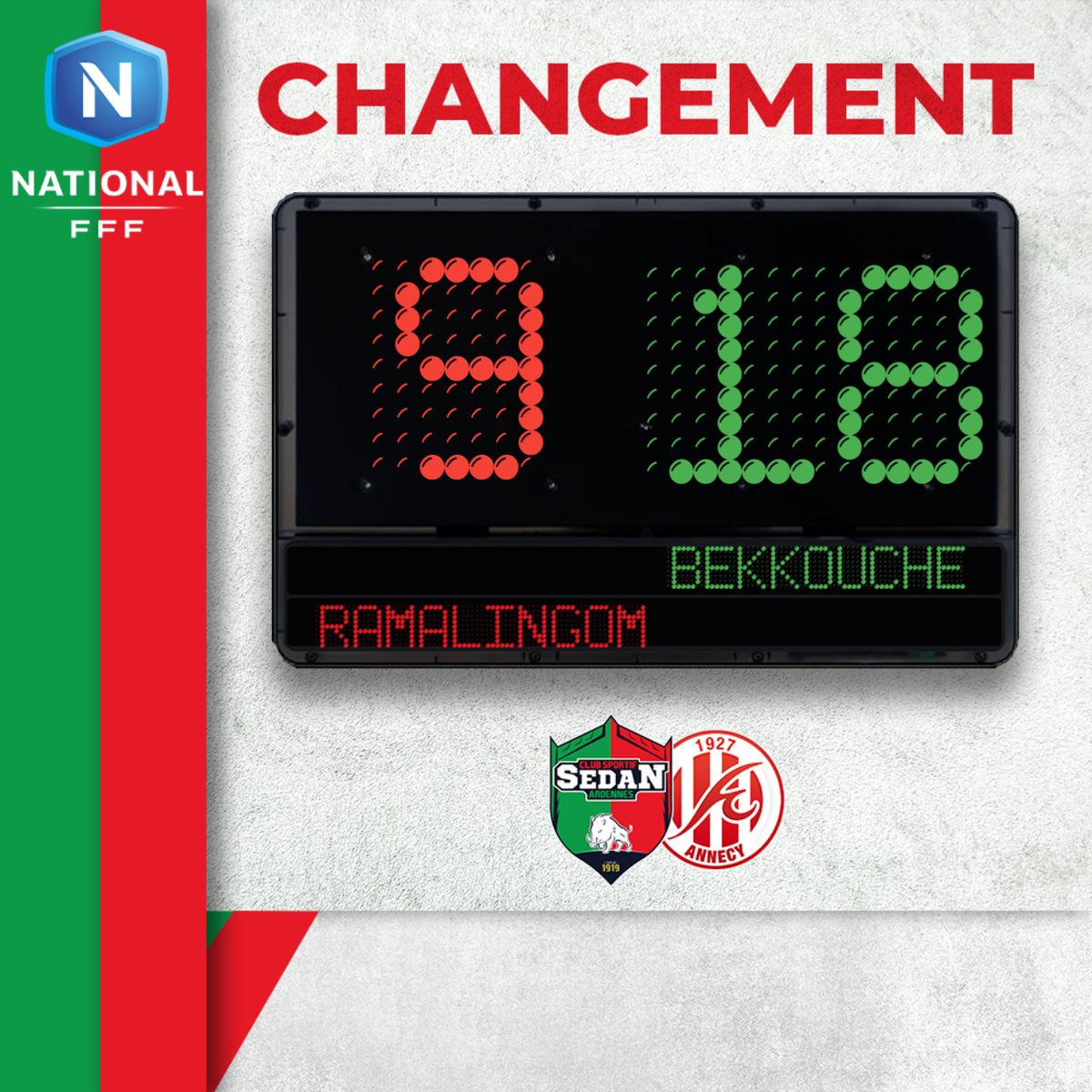 _CSSA's tweet photo. [CSSA 1️⃣-0️⃣ ANNECY] 
80'⏱️ Double changement effectué par Olivier Saragaglia

#CSSAFCA https://t.co/4D6Pog1RDf