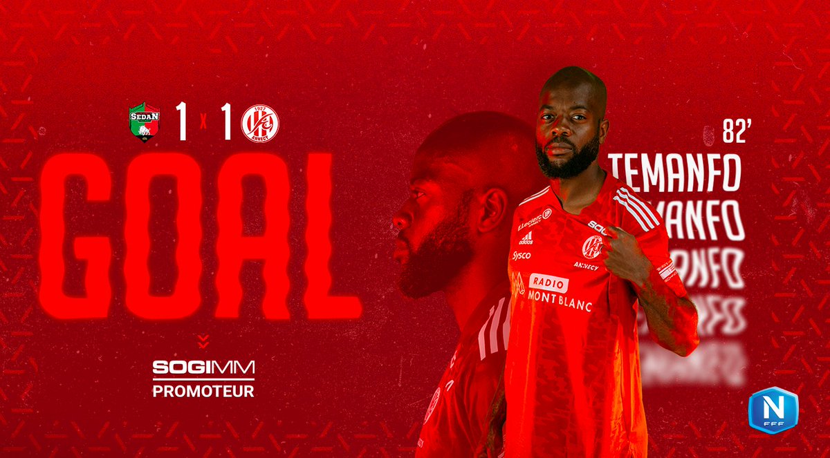 FCAnnecy's tweet image. #CSSAFCA 1️⃣-1⃣ | ⏱️ 82’

⚽️ BUUUUUT de Temanfo ! Sur un centre de Mogni, Spano tire sur le poteau mais c&apos;est suivi par Temanfo.

#GoReds