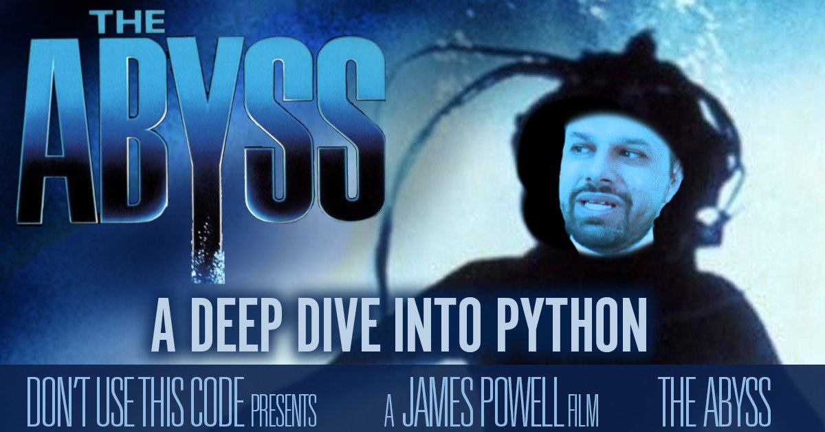 dutc_training's tweet photo. Less than one week until we dive into episode one of our #PrecisionPython series, "A Protocol & Its Simulator."
Grab your scuba gear. We'll bring the #Python.
https://t.co/BBSxTJxFek https://t.co/h0MwZtIeYT