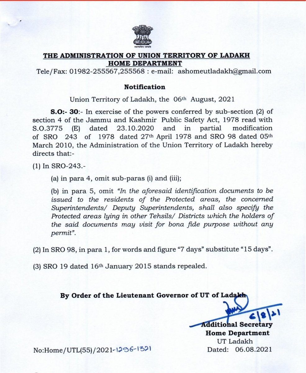 utladakhtourism's tweet photo. Good news for domestic tourists visiting #Ladakh. Indian nationals no longer require #InnerLinePermit to visit popular tourist circuits like #NubraValley, #PangongLake, #TsomoririLake and #AryanVillages and other protected areas of UT Ladakh.

@incredibleindia @tourismgoi @ANI https://t.co/50g5GttOJZ