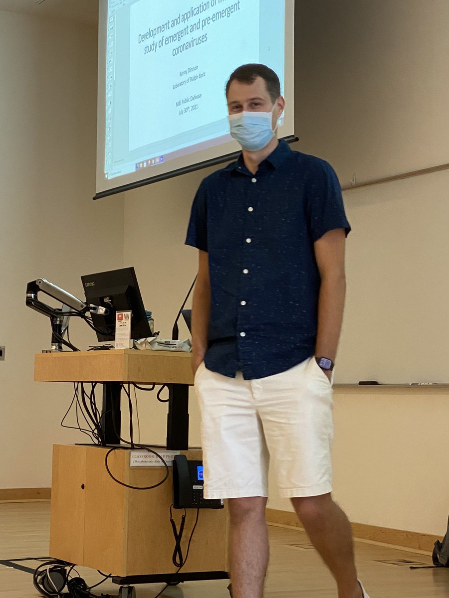 timothysheahan's tweet photo. So proud of newly minted Ph.D. @KDinnon. His scientific thoroughness, thoughtfulness and effort will be missed @UNC_SOM @UNCpublichealth @Baric_Lab. I look forward to hearing out his successes @RiceLaboratory @RockefellerUniv #lovevirology #coronavirus #kd3 #threezy https://t.co/KjpXdcedLn