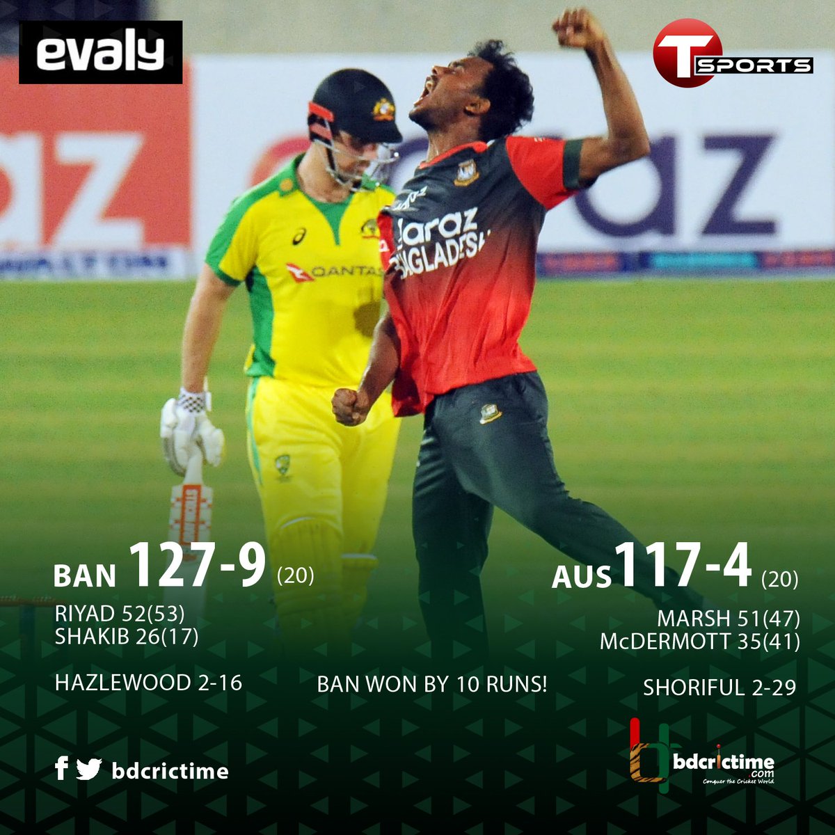 TaFiqAziz1's tweet photo. Bangladesh vs Australia T-20 series 
 Finally, in 3-0, series won the group of young tigers of Bangladesh.♥️♥️🇧🇩🇧🇩 https://t.co/6zp8qkrIJl