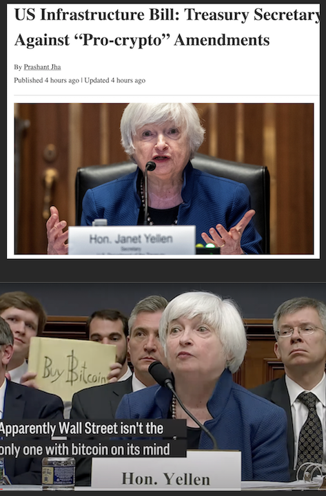 GnothiSeAuton's tweet photo. Yellen's stuck. Been wearing that outfit since at least 2017. #Cryptocurrency #WydenCryptoAmendment #WarnerAmendment #buybitcoin #uponly https://t.co/wQaZNq5v4E