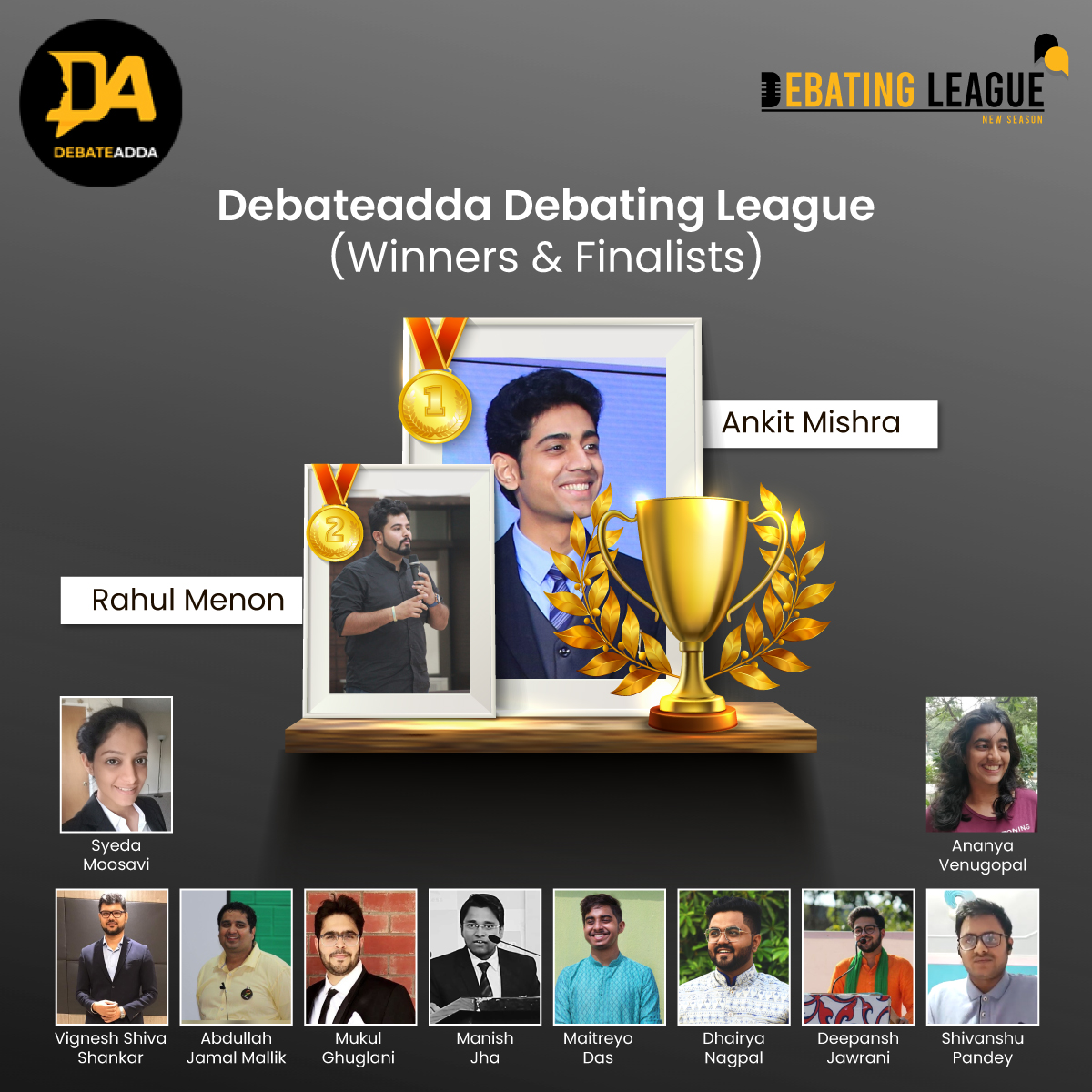 Debateaddaevent's tweet photo. Congratulate all winners of Debating League.
Debateadda also  thank all winners for keeping faith &amp; patience despite delayed Prize reimbursements !! Every new Initiative go through some ups &amp; Down. We have our own ! Thanks &amp; Be with us !! https://t.co/MH05pAGS8c