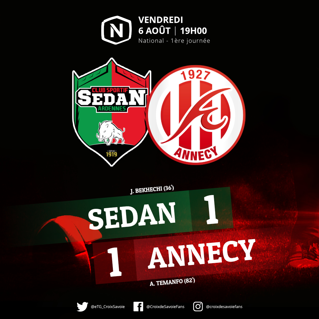 eTG_CroixSavoie's tweet image. Le @fcannecy ramène un point de son match à Epinal face à Sedan.
⚽️ Jérémy Bekhechi (36&apos; |1-0)
⚽️ Arnold Temanfo (82&apos; | 1-1 ) 
#NationalFFF #FCAnnecy #CSSAFCA