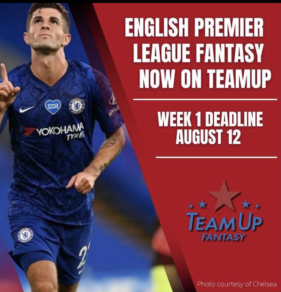 TeamUpFantasy's tweet photo. 🚨BIG NEWS!🚨 

English Premier League Fantasy is now available on TeamUp! Be sure to create your #teamupfantasy portfolio before the August 12th Week 1️⃣ deadline! 

Join here!➡️ https://t.co/NLc5FGJOC2 https://t.co/bFpqigNxAe