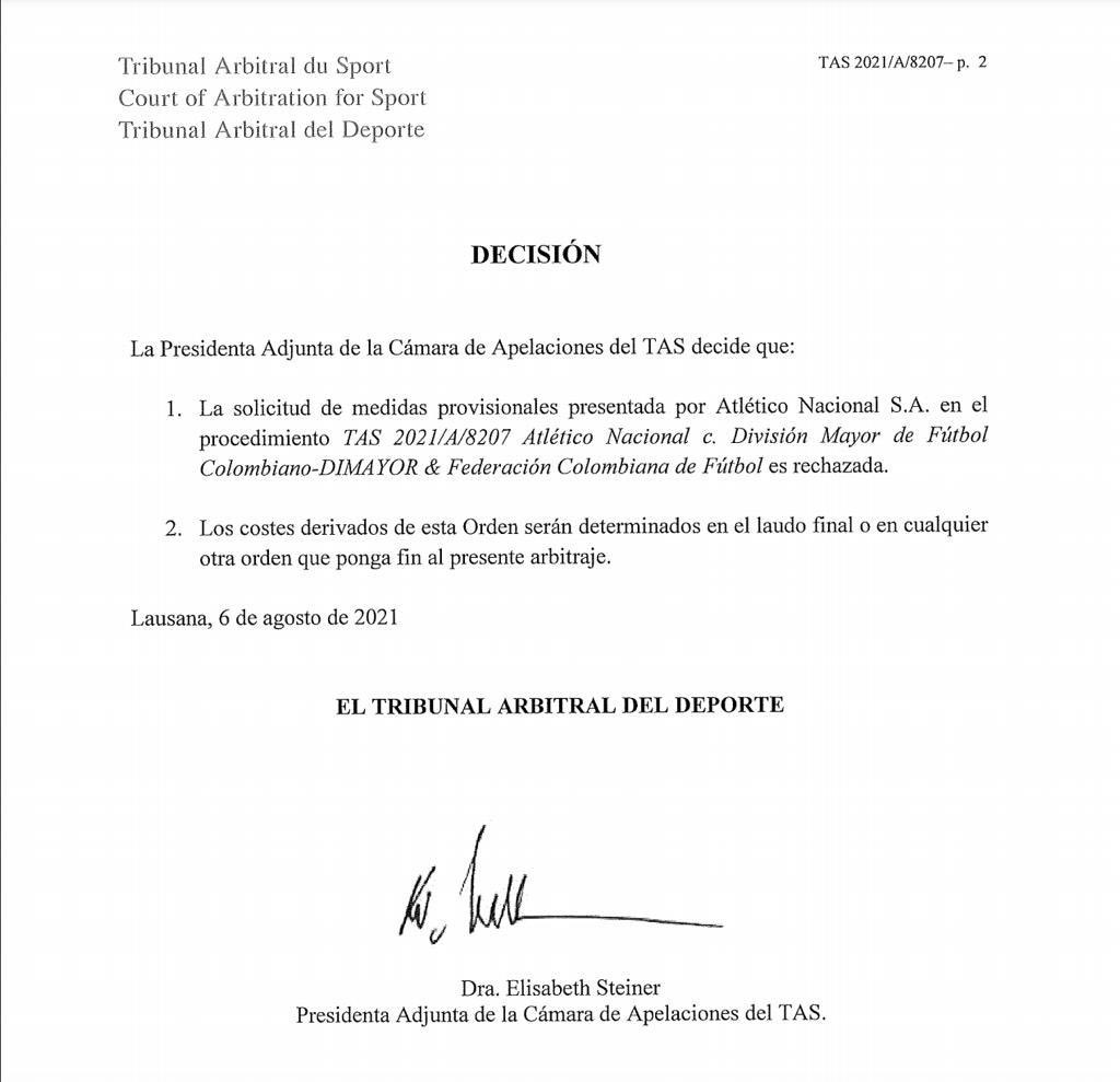 Futbol3co's tweet photo. SIGUE LA NOVELA: CASO FERNANDO URIBE 🚨
El TAS negó las medidas provisionales presentadas por @nacionaloficial, para poder inscribir sus fichajes a los torneos del #FPC
#Nacional #Uribe #TAS #ElTAS #Cortuluá #Dimayor #FPC #medellin #novela #antioquia #verdolaga #Tuluá #COL https://t.co/yMnCTIuvID