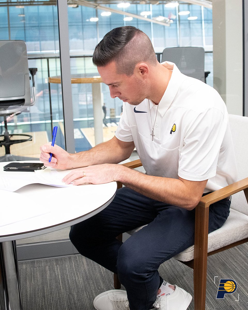 Pacers's tweet photo. “This is what I wanted. A longer-term deal with a team and city that my family and I have fallen in love with. This is a first-class organization from top to bottom, and I love playing and living here." https://t.co/FSSjF2Ltgy
