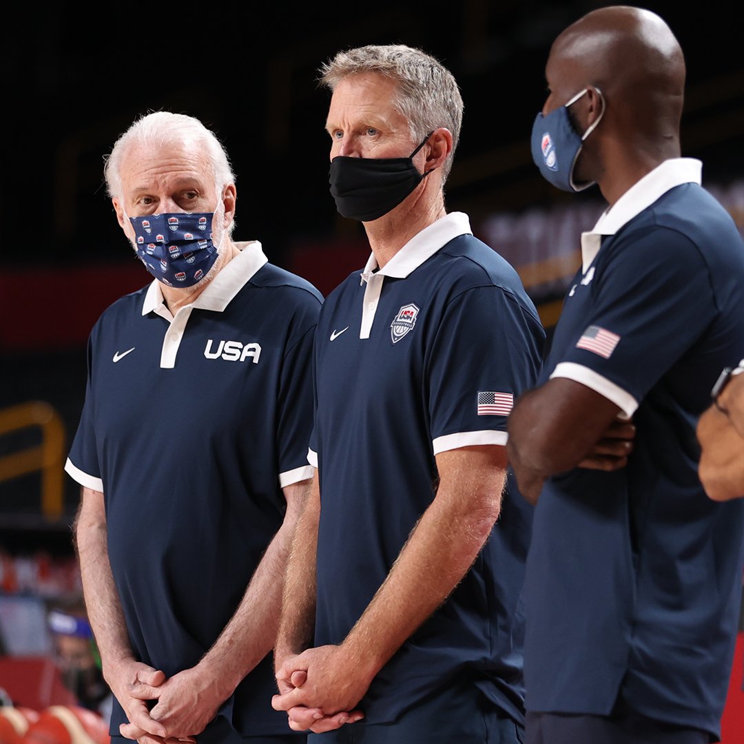 warriors's tweet photo. Tonight is for the gold 🥇

Dray, Steve, and Team USA take on France in the #TokyoOlympics final tonight at 7:30pm PT on @NBCOlympics » https://t.co/hjQJD20e4R https://t.co/KYbJZuWhyd