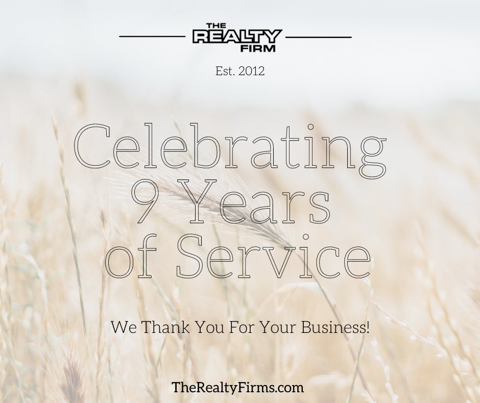 Realty_Firm's tweet photo. This week The Realty Firm family is celebrating 9 amazing years of service in the business! We want to thank you for your support through the years as we continue to grow each day and bring the best service to our clients. We're proud to be local, serve local, and live local! https://t.co/BmVC4hUhpG