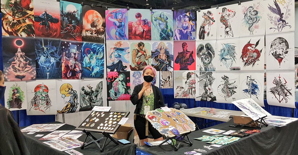 Rusty as heck but did not forget how to set up a booth😊 I'm at Otakon artist alley BB-01! Come thru 