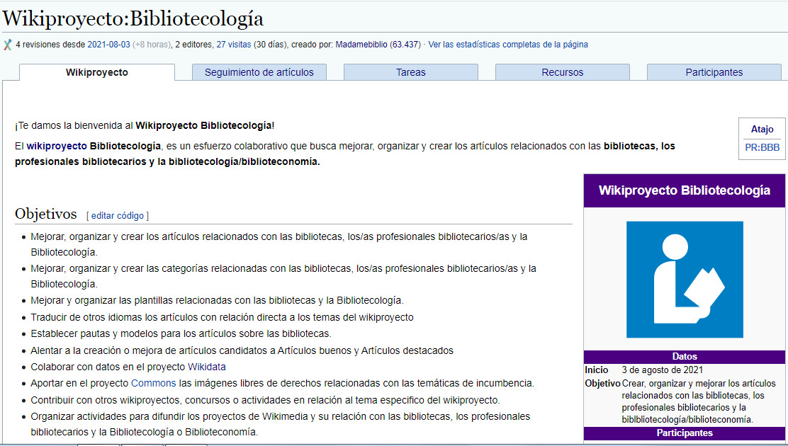 madamebiblio's tweet photo. Si te interesan las #bibliotecas, la profesión #bibliotecaria y la #Bibliotecología o #Biblioteconomía, en #Wikipedia en español ¡comenzó el #Wikiproyecto Bibliotecología! 💥🎉
Puedes sumarte en:
https://t.co/wS2vP85QZA
¡E invita a amigos y colegas! ✨ https://t.co/tl3aaifc1K