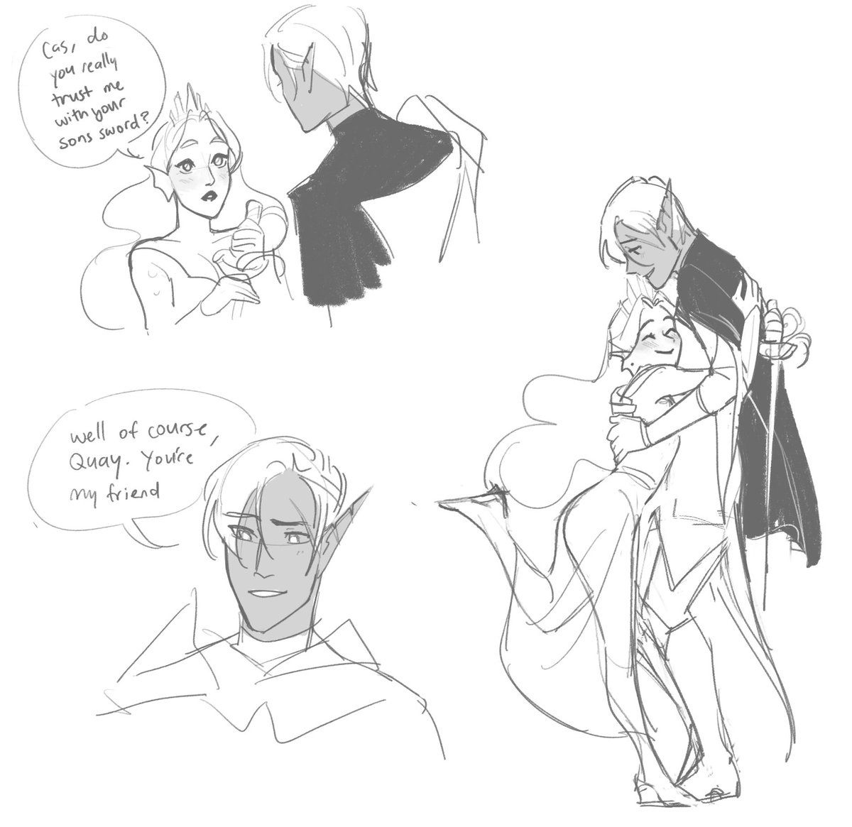 Our cleric quay (@emmamsketches) gives cas sweet hugs and it gives me life TT 
I lov dnd fwiends 