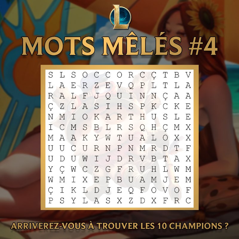 League Of Legends Fr Vous Connaissez Le Principe 10champions Sont Caches Dans Cette Grille A Vous De Les Retrouver Petite Subtilite Dans Cette Edition Deux Petites Legendes De Tft France