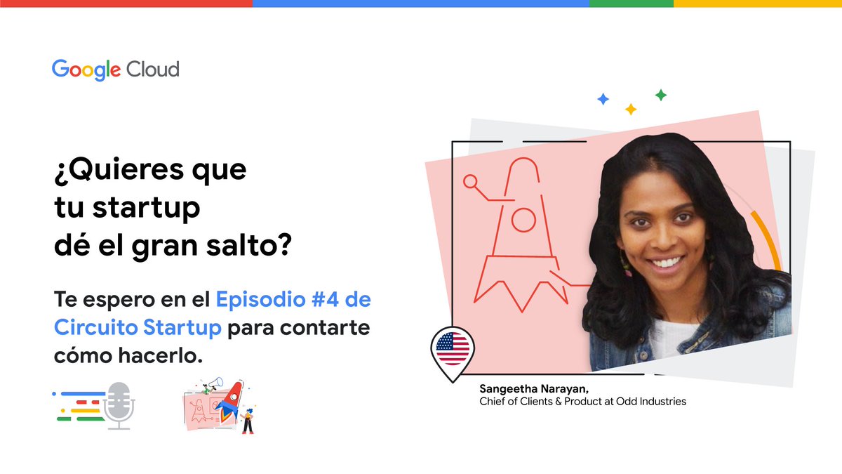 Here's an insightful conversation in Spanish with Google Cloud Latam and our Chief of Product &amp; Clients Sangeetha Narayan, about high-impact technologies for startups (#IA and #GoogleCloud): bit.ly/2U4Mu4o