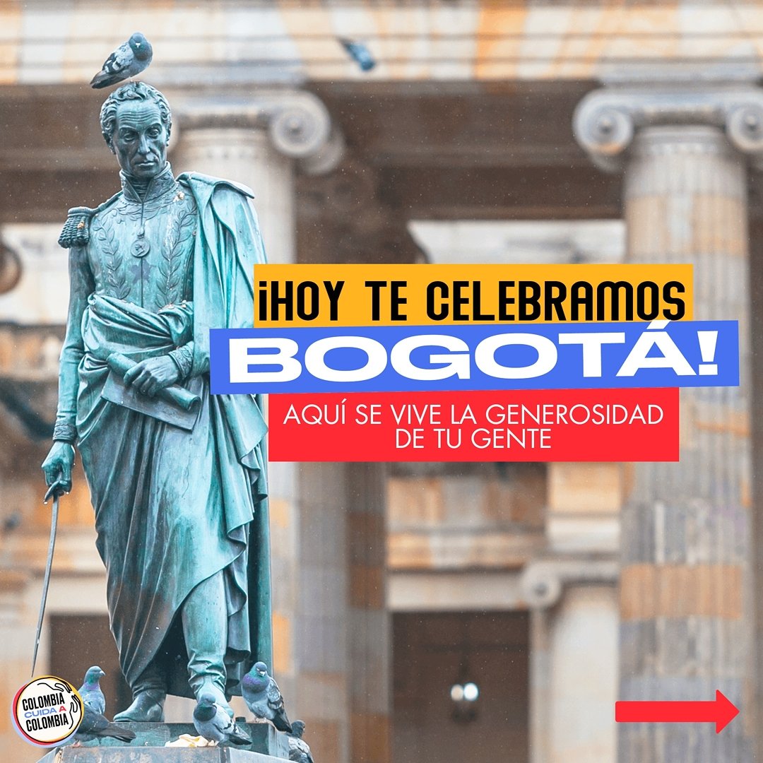 ColombiaCuida's tweet image. ¡Feliz cumpleaños Bogotá! 🌆

Bogotá la ciudad de la diversidad y las oportunidades está hoy de cumpleaños🎉🎊 y no podemos sentirnos más felices y orgullosos.

Te invitamos conocer y compartir un poco más de eso que nos hace querer tanto a #Bogotá

#ColombiaCuidaColombia