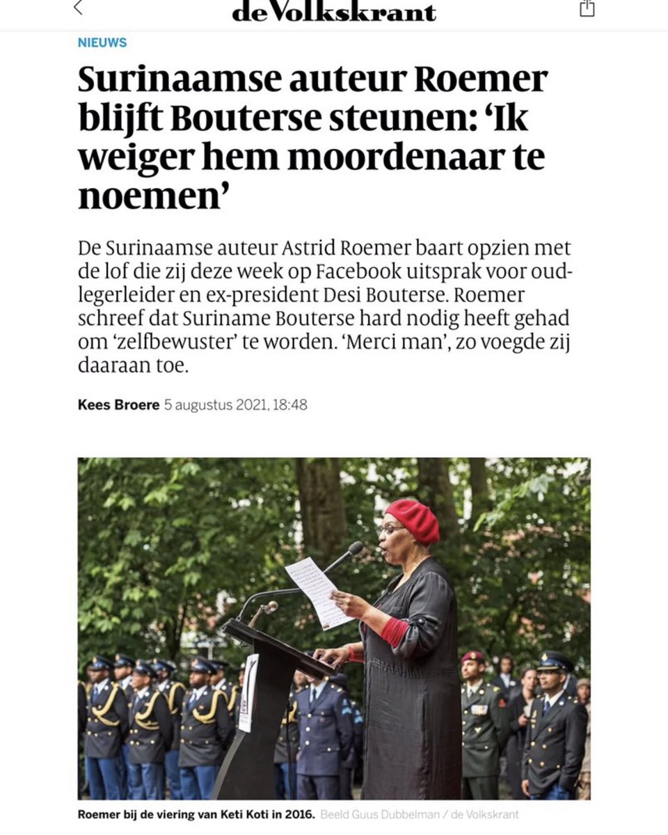 Nederland roept grote schande over zich af wanneer de #PrijsDerLetteren  daadwerkelijk aan die knotsgekke en politiek gevaarlijk #AstridRoemer wordt uitgereikt. #suriname
