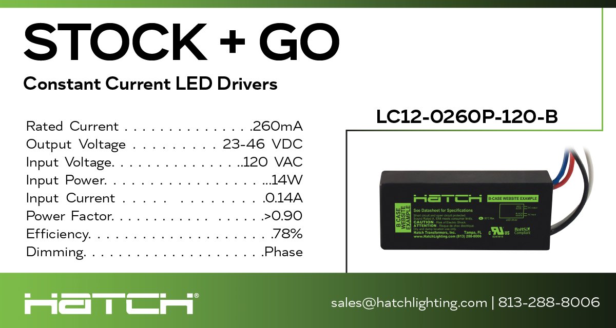 HatchLighting's tweet photo. IN STOCK NOW. Low wattage constant current LED drivers – all under 32W – with 260mA, 350mA, 500mA, 700mA, 1050mA outputs. Many dimming and case styles. 

Contact sales@hatchlighting.com | 813-288-8006 or your Sales Rep for our full STOCK &amp; GO Catalog. Limited time only. https://t.co/NORUml0Zqb