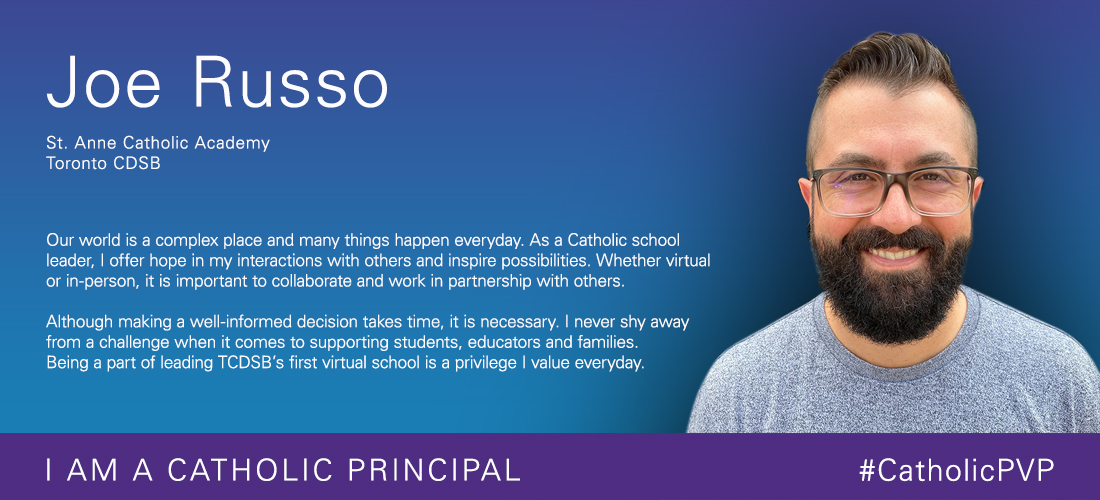 “Being a part of Catholic education is so special and our faith always offers us hope.” – <a href="/PrincipalJRusso/">Joe Russo</a>.

Today's #CatholicPVP story features Principal Russo from <a href="/TCDSB/">Toronto Catholic District School Board</a>’s <a href="/TCDSB_StAnne/">St. Anne Catholic Academy</a>.

Read this story and others at bit.ly/cpco-catholic-…

#Education #Toronto #FridayFeeling