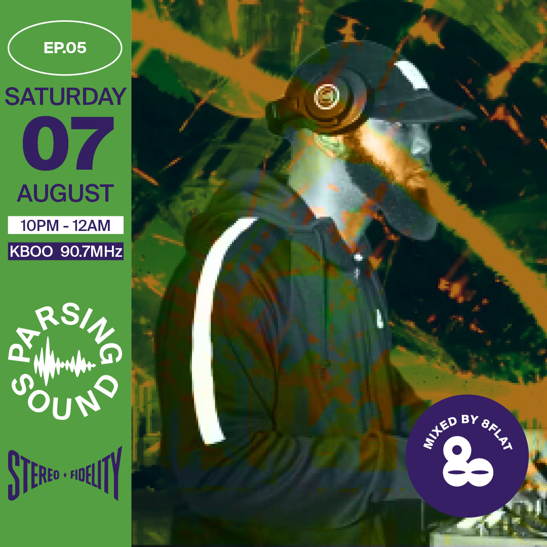 On Aug 7th 10pm-12am, tune into KBOO for the latest episode of Parsing Sound. Our sound selector for this episode will be <a href="/8flat/">GE</a> .
Join us as we voyage into sound and learn about crypto from @cmaurice_strategy of @insaneblockchain .
Art by: <a href="/goodgreenpdx/">Good Green</a> 
kboo.fm/media/104237-p…