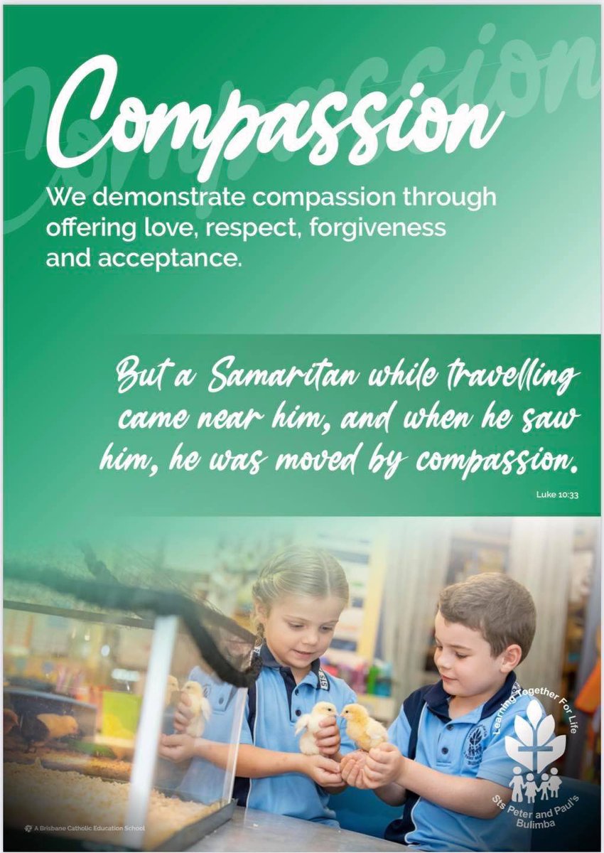 stspeternpauls's tweet photo. At Sts Peter &amp; Paul’s School we follow in the tradition of the Sisters of the Good Samaritan, drawing on our Benedictine Charism and in doing so we strive to be a community of:

Excellence
Faith
Compassion
Community

#learningtogetherforlife
#bceschools 
#teachchallengetransform https://t.co/FRKpkc8IMm