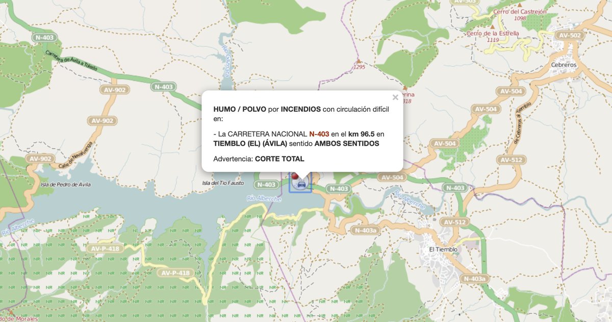 El_Batefuegos's tweet photo. ⚠️INFORMACIÓN TRÁFICO
🔥 #IFElTiemblo El Tiemblo, Cebreros. Ávila
La CARRETERA AUTONÓMICA AV-512 a la altura de CEBREROS (ÁVILA) desde el km 1 al km 6 sentido AMBOS SENTIDOS Advertencia: 
❌CORTE TOTAL
https://t.co/75OKllA6d4 https://t.co/EanQOKlfsl