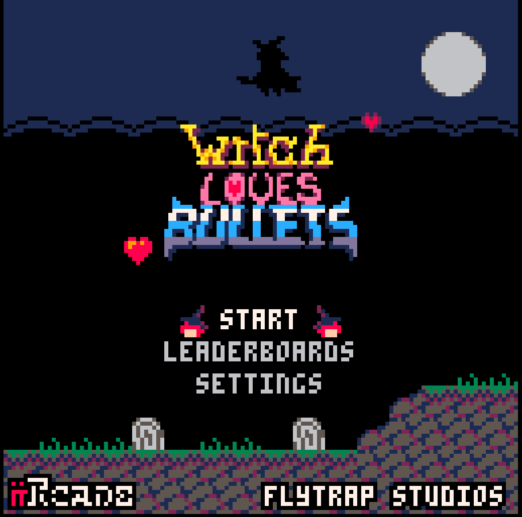 FlytrapDev's tweet photo. My #pico8 #shmup Witch Loves Bullets is now available on @iircade in a new, enhanced version, with a bunch of new features !

60 fps gameplay, leaderboards, higher quality music, revamped difficulties... 🤩 https://t.co/rhAmb3bpQa