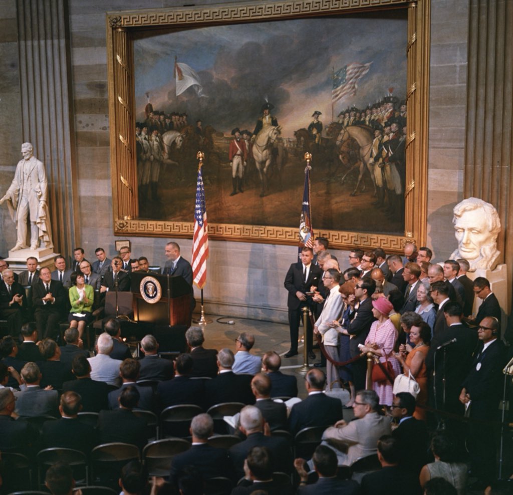 BeschlossDC's tweet photo. LBJ signed Voting Rights Act, U.S. Capitol, today 1965, and would shudder if he saw how those rights are being eroded today: https://t.co/aSKZQwrH2Q