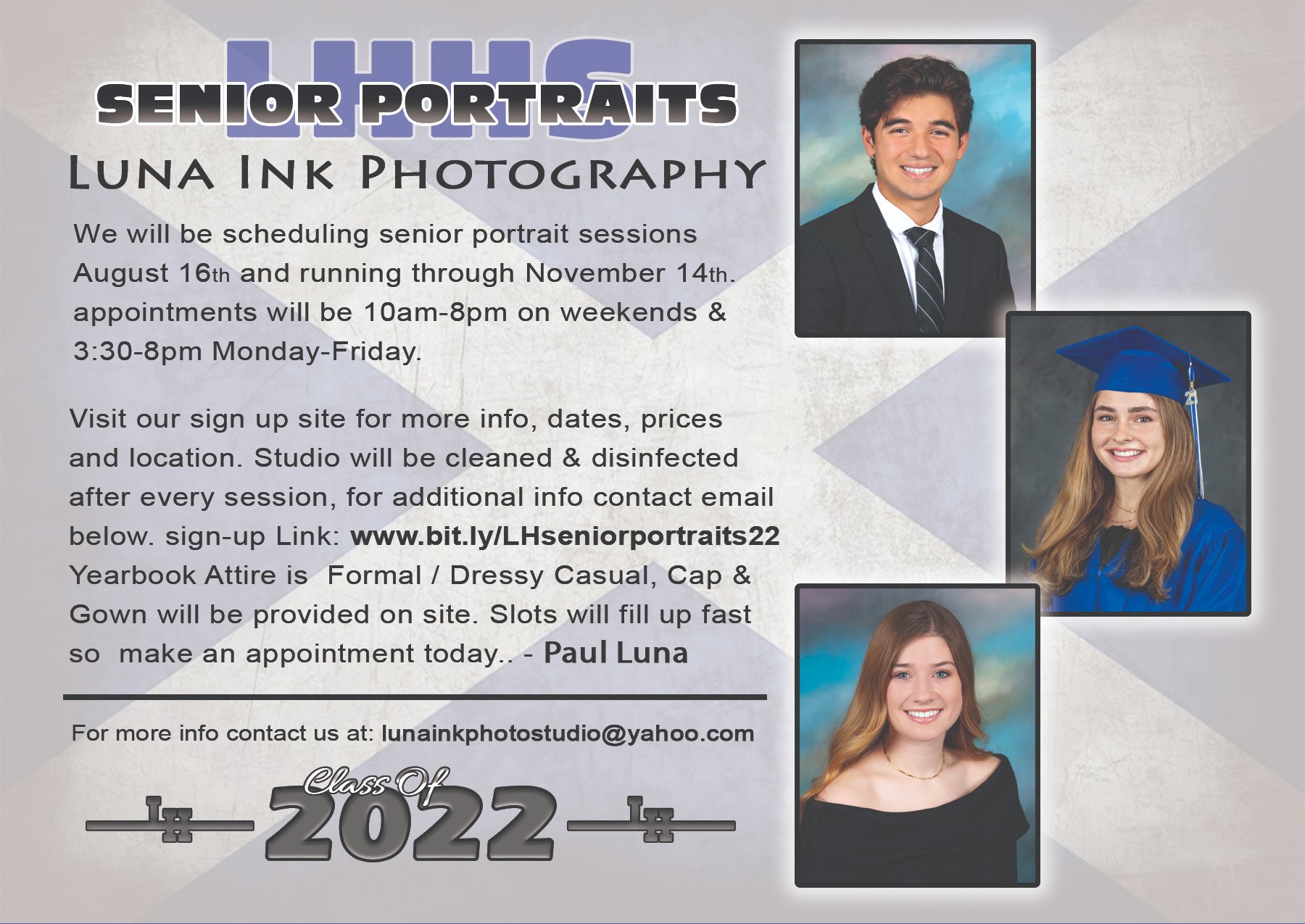 Sign Ups Now Available for Senior Portraits