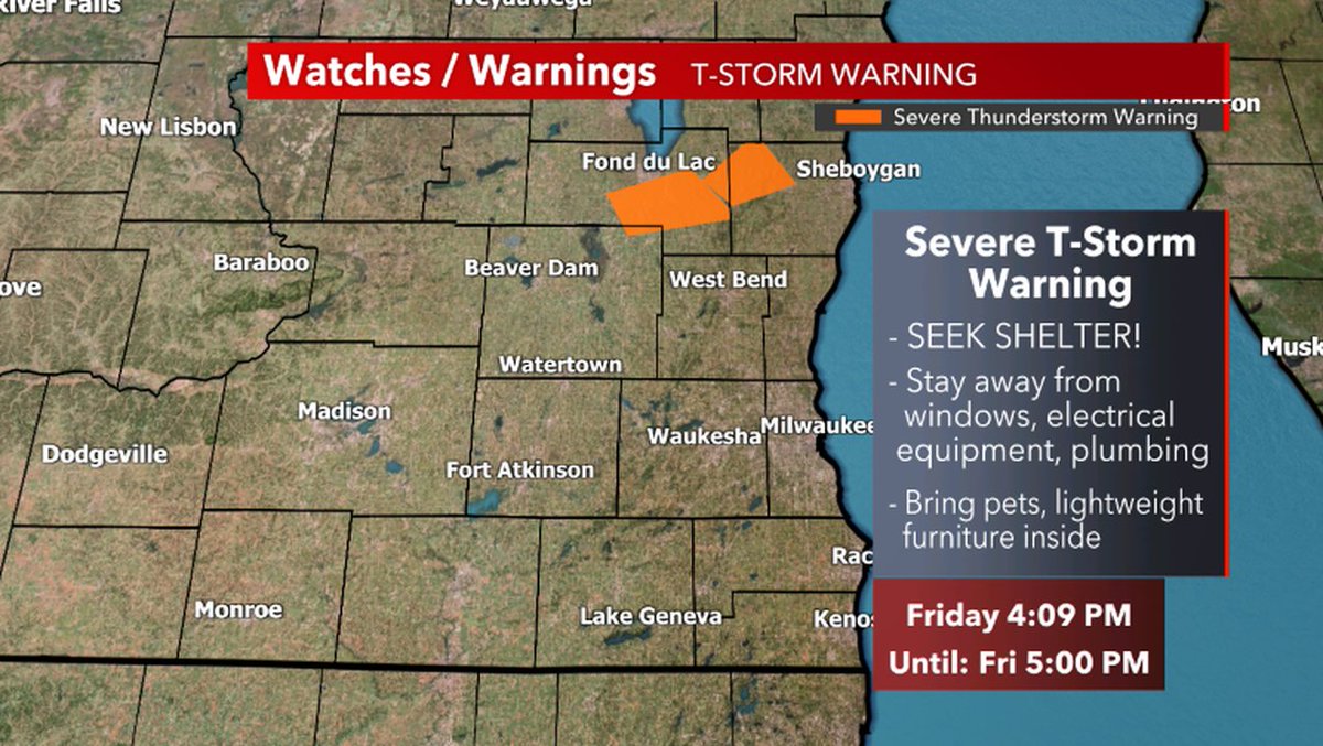 A Severe T-Storm Warning has been issued for parts of southeastern Wisconsin. More at: fox6now.com/weather