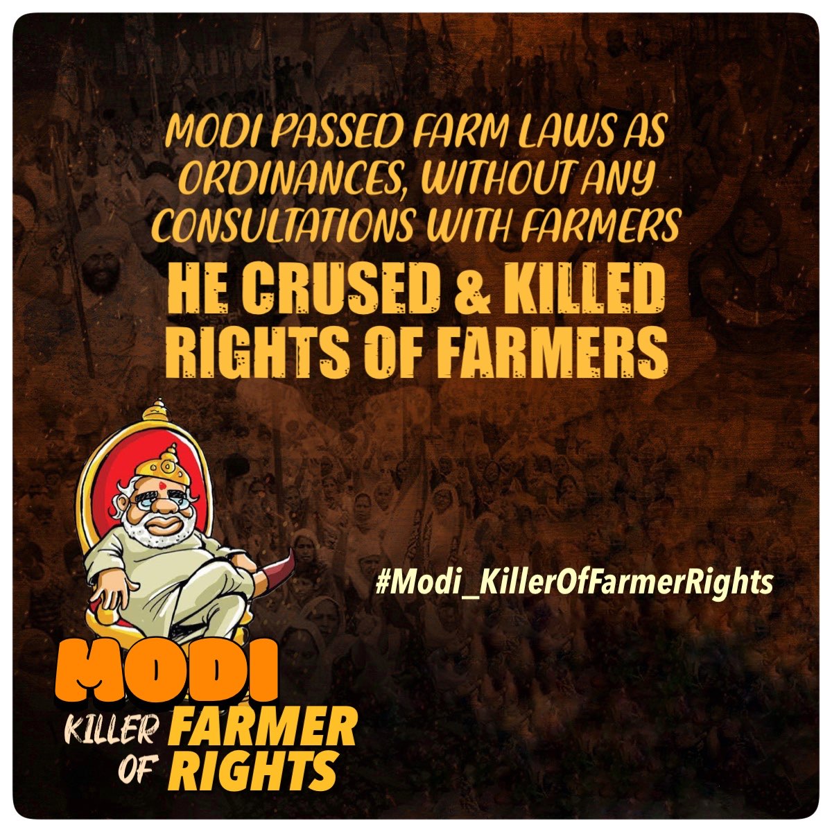 ParvinderAlika1's tweet photo. In Sept 2020 unwanted &amp; unconstitutional farm laws were enated without any discussion &amp; consultation with farmers
Sad that since then, farmers are srtuggling on roads &amp; PM doesn't care

#Modi_KillerOfFarmerRights https://t.co/yF4uAxjHGM