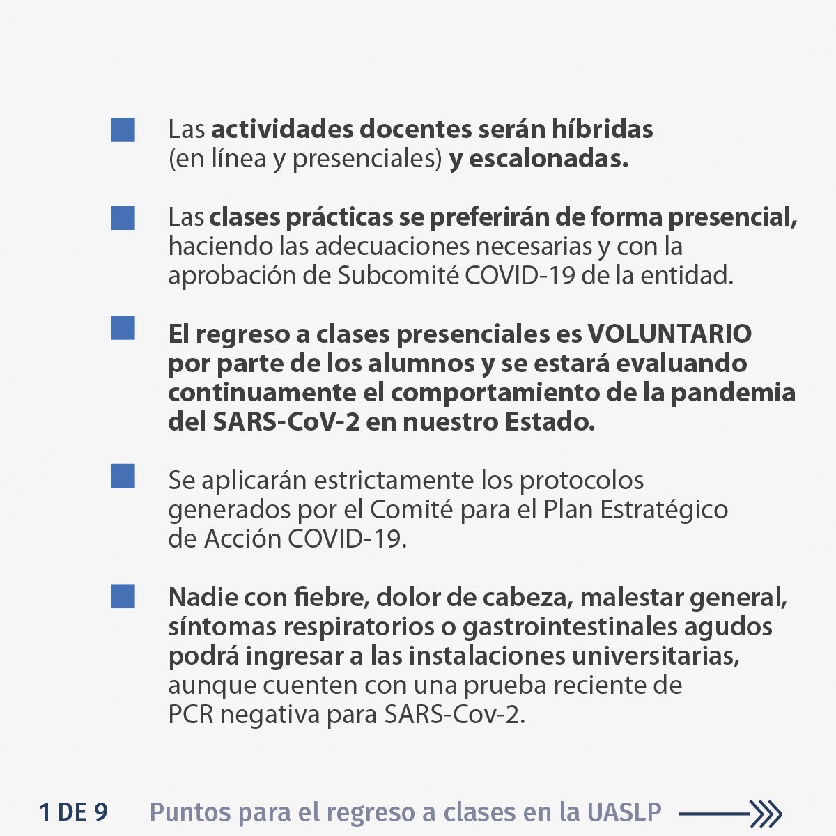 LaUASLP's tweet photo. ⚠️ Aviso importante:

👉 Puntos para el regreso a clases en la UASLP. https://t.co/dJwk8eckpb