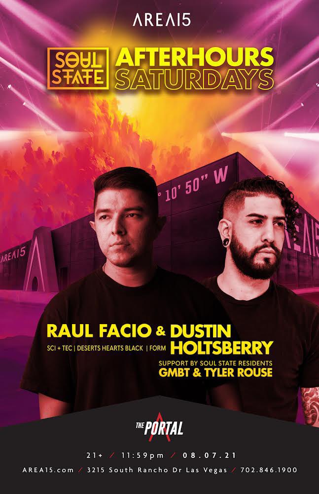 Saturday night at <a href="/AREA15official/">AREA15</a> - it’s going to be Techno on Techno all night long!!! <a href="/raulfaciomusic/">𝕱𝖆𝖈𝖎𝖔</a> - Dustin Holtsberry - <a href="/GambitMorgan/">Gambit Morgan</a> &amp; <a href="/TylerRouseLA/">Tyler Rouse</a> Las Vegas: kick off is at 11:59pm! Ticket link in bio 
#techno #lasvegas