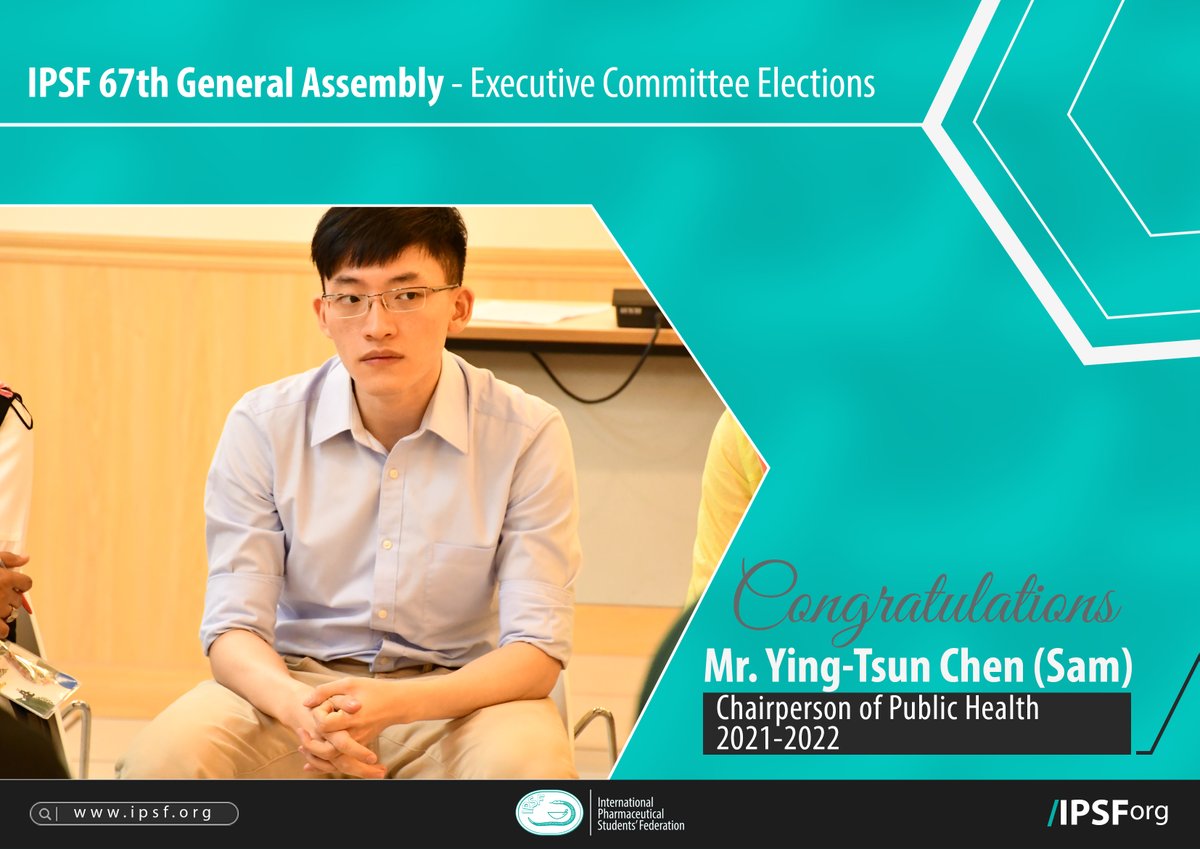IPSForg's tweet photo. Congratulations to Mr. Ying-Tsun Chen "Sam" (PSA, Taiwan) for being elected to the position of IPSF Chairperson of Public Health 2021 - 2022.
#IPSForg #67thGeneralAssembly https://t.co/C8iolUmmN6
