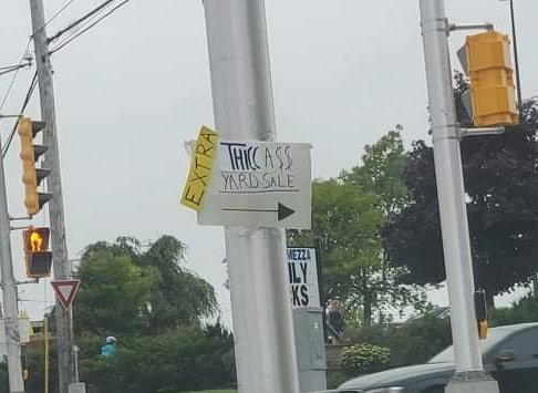 Jesseca_Mae's tweet photo. Extra Thicc A$$ Yard Sale in Cole Harbour! #yardsale #coleharbour #bestsignever https://t.co/ajzz0Rp5UI