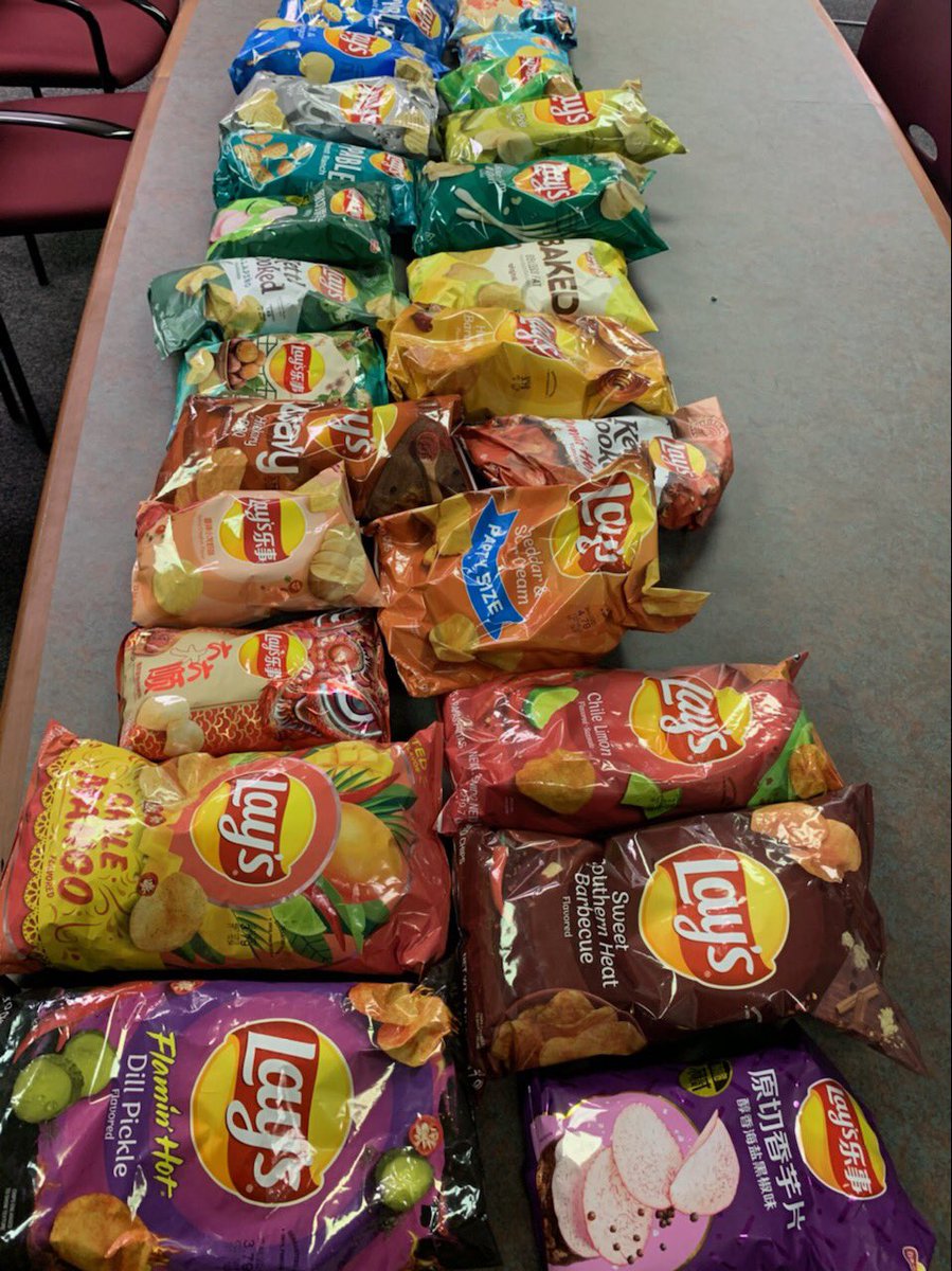 TempleID1's tweet photo. Temple ID takes food very seriously! Today we tackle the age old question- which lays chip flavor is the best?? #GOLD #voteyourfavorite #seriousfoodies #thisiswellness #IDtwitter #importantmeeting https://t.co/z9pxXGt5XP