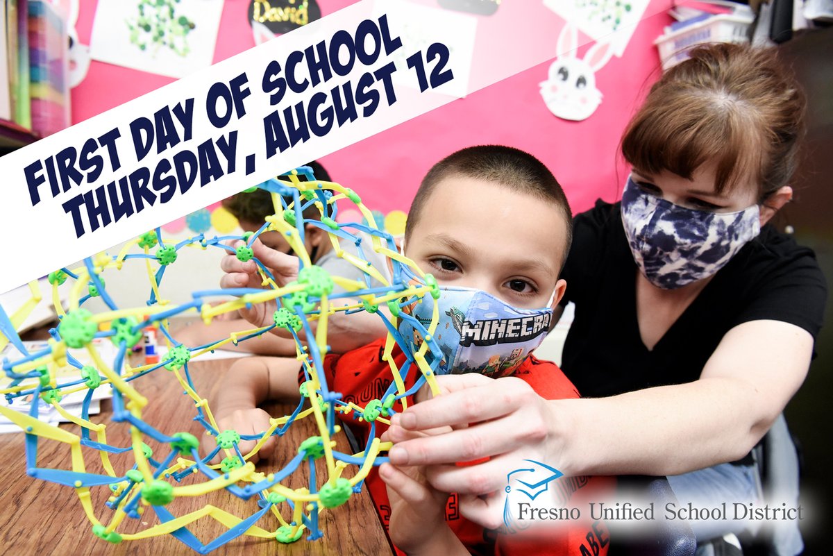 fresnounified's tweet photo. #FUSDFamily,

Reminder that the first day of school is Thursday, August 12th! 🥳

We are wishing you all a well, restful and safe weekend! https://t.co/Sk9SH7gabt