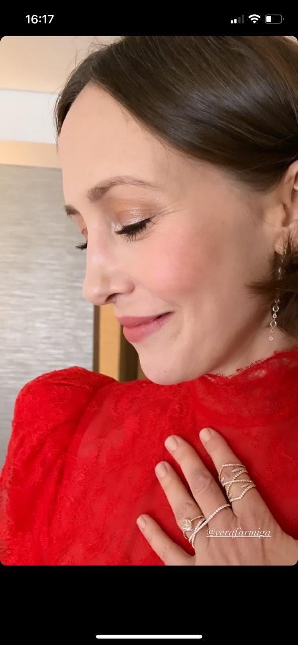 Red HAPPY BDAY VERA FARMIGA 